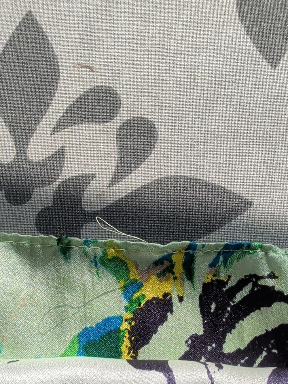 Anne Klein Silk Scarf Green Blue Abstract Floral 13.5
